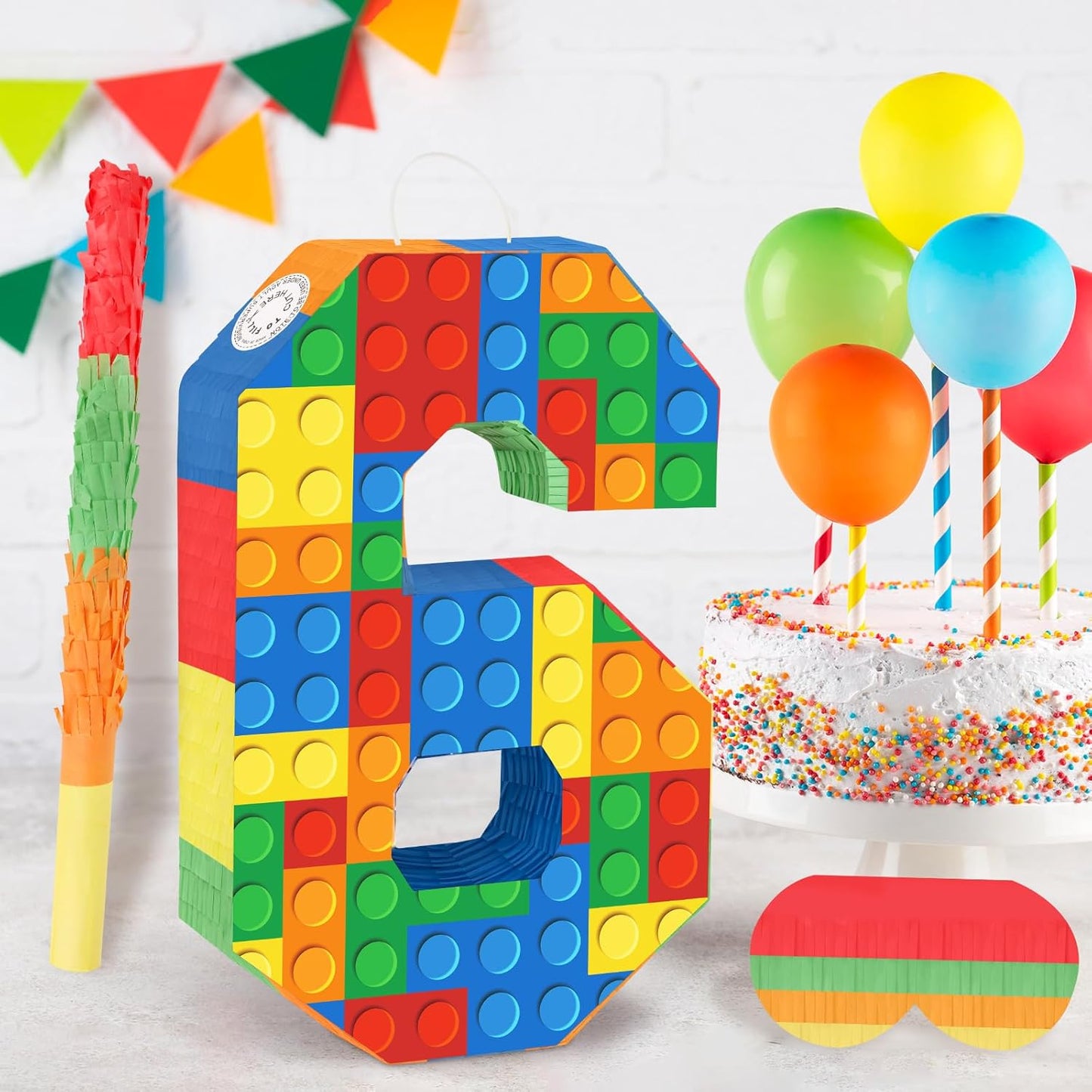 Hooqict Mexican Pinata with Blindfold and Bat Stick Party Pinata for Fiesta Carnival Cinco de Mayo Decorations Kids Adults Mexican Party Games Birthday Party Supplies