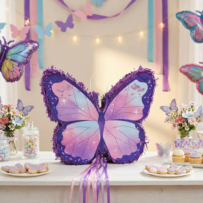 VinTS Butterfly Piñata,Kids Piñata with Blindfold and Stick for Girls Kids Butterfly Themed Party Games Birthday Party Girls Themed Party Decorations