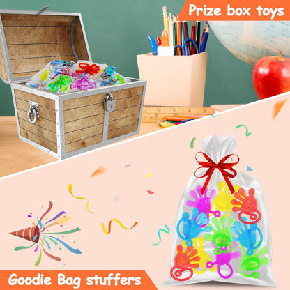 Thremhoo 40Pcs Glow in the Dark Sticky Hands Kids Party Favor Supplies Goodie Bag Stuffer Pinata Return Gift Stretchy Class Prize Carnival Sensory Goody Party Pinata Filler Treasure Box Bulk Toy