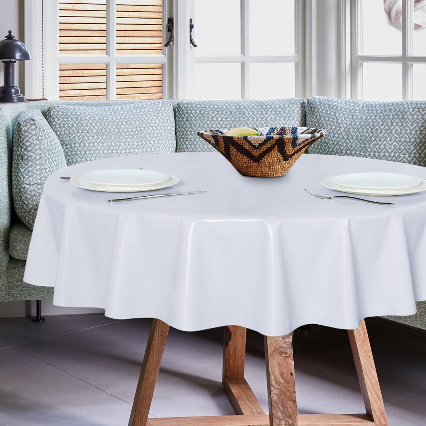 sancua Clear Plastic 100% Waterproof Tablecloth - 54 x 78 Inch - Vinyl PVC Rectangle Table Cloth Protector Oil Spill Proof Wipe Clean Table Cover for Dining Tables, Parties & Camping, Crystal Clear