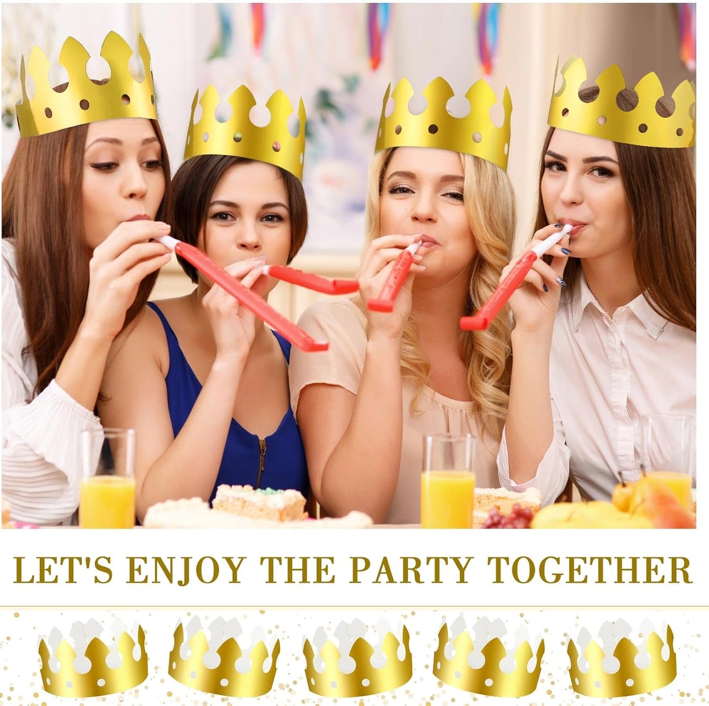 Crtiin 200 Pcs Gold Paper Crowns Bulk King Crown Princess Hats for Birthday Celebration Party Supplies