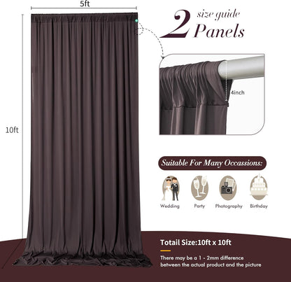 10 ft x 10 ft Wrinkle Free White Backdrop Curtains for Wedding Parties, Polyester Photography Backdrop Drapes for Birthday Parties Stage Backdrop Stand, 2 Panels 5x10FT Background Curtains