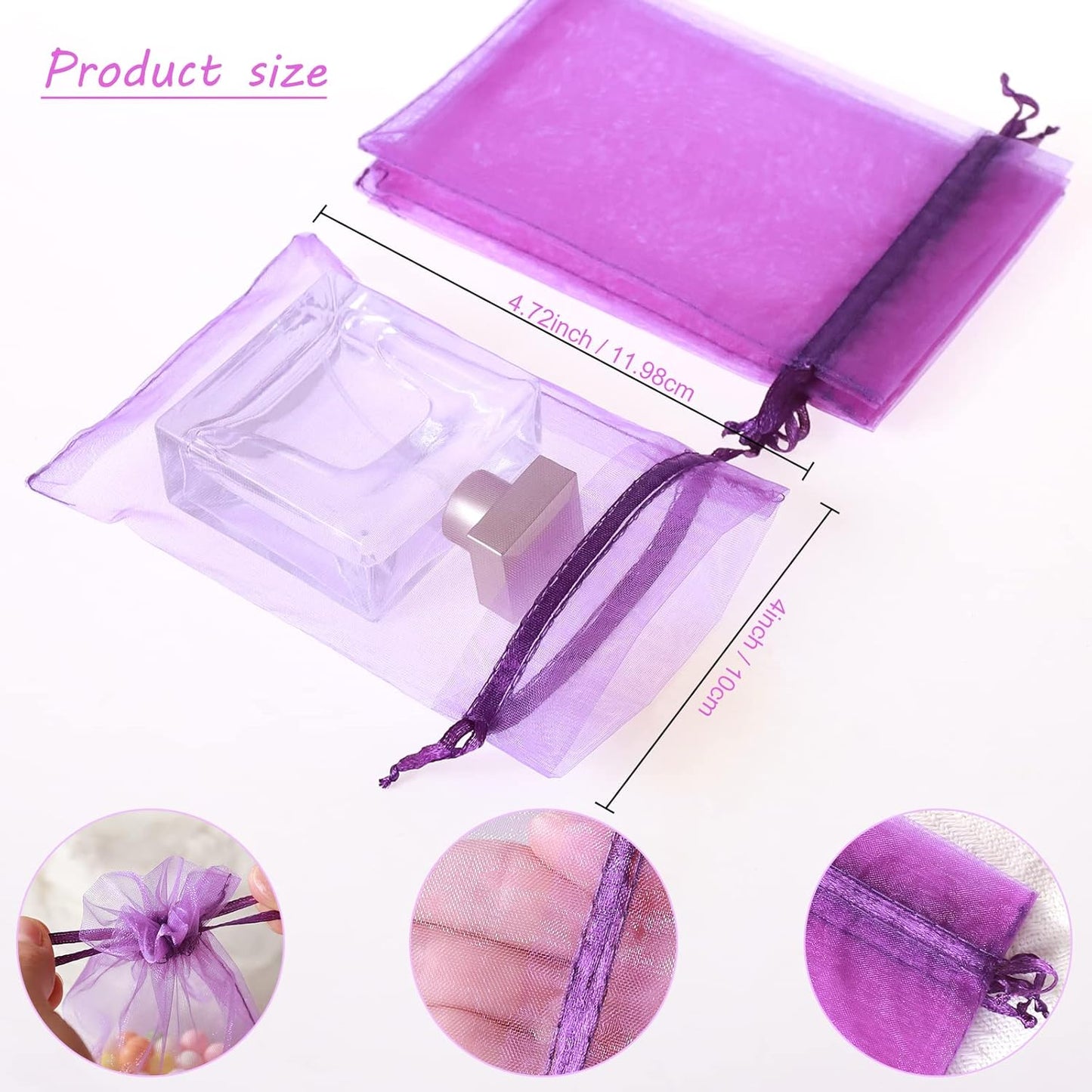Hopttreely 100PCS Premium Sheer Organza Bags, White Wedding Favor Bags with Drawstring, 4x4.72 Jewelry Gift Bags for Party, Jewelry, Christmas, Mother's Day, Festival, Bathroom Soaps, Makeup Organza Favor Bags