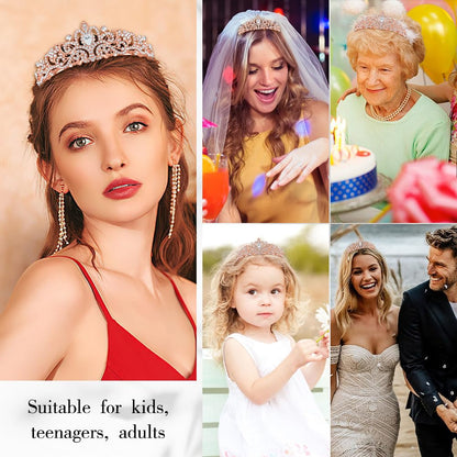 Birthday Sash for Women,Birthday Crown Tiaras for Women,Gold Rhinestone Queen Sash and Crown Tiara Headband for Party Decorations