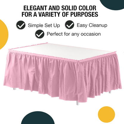 Exquisite Ruffle Table Skirt Black 6 Pack 14 Ft Long Table Skirts for Rectangle Tables 6ft Plus or Round Tables Skirts with Adhesive Strip for Gender Reveal Decor & Happy Birthday Parties