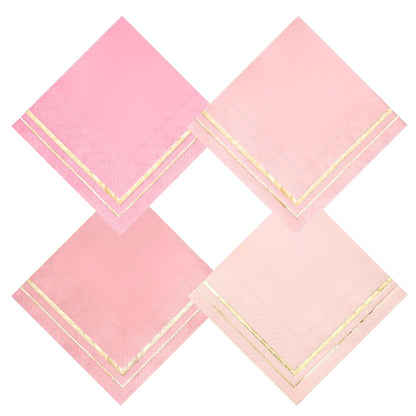 100 PK Gold Napkins - 4 Assorted Designs - 3-Ply Cocktail Napkins Folded 5 x 5 Inches Bar Napkins Disposable Party Napkins Paper Napkins Dinner for Wedding Baby Shower Birthday Graduation 2023