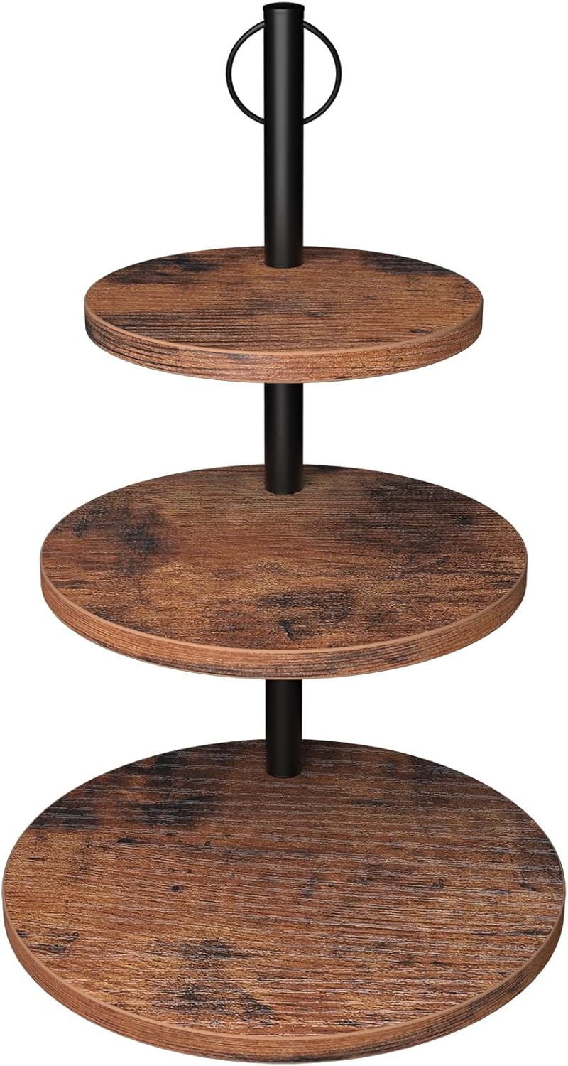 Cupcake Stand, 2 Pack Rustic Wood Cake Stand, 3 Tier Cupcake Tower Round Tiered Tray Stand for Dessert Table Display, Industrial Wooden Serving Stand Wedding, Graduation and Baby Shower