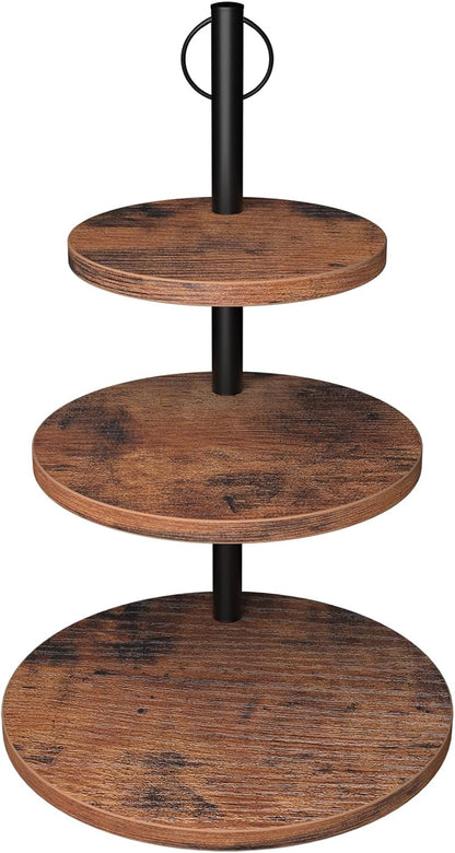 Cupcake Stand, 2 Pack Rustic Wood Cake Stand, 3 Tier Cupcake Tower Round Tiered Tray Stand for Dessert Table Display, Industrial Wooden Serving Stand Wedding, Graduation and Baby Shower