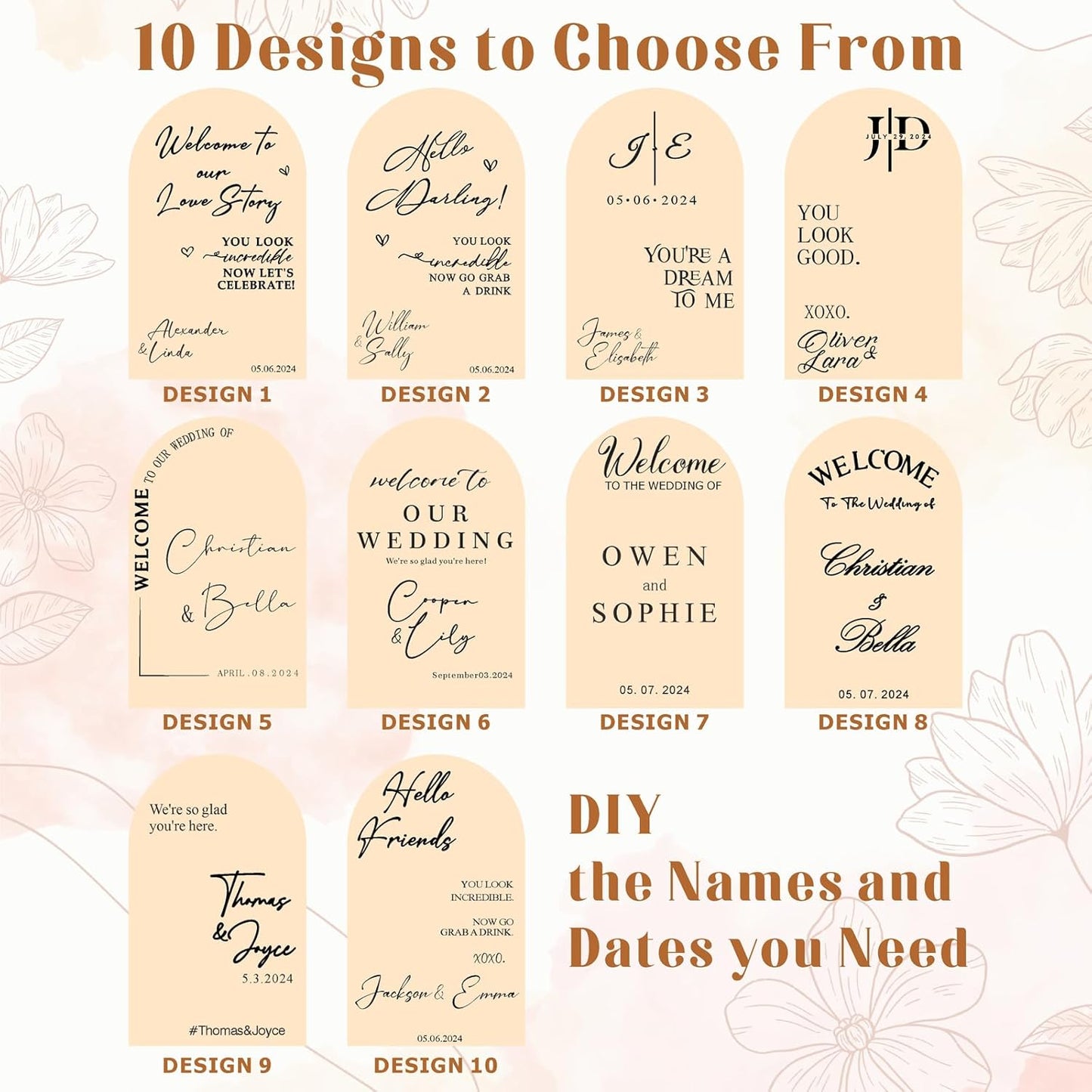 Custom Name Welcome to Our Wedding Signs Personalized Wedding Mirror Decals Selfie Mirror Decal for Wedding Entry Reception Display Golden Date Marriage DIY Vinyl Lettering Welcome Party Decoration