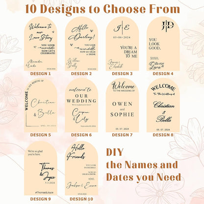 Custom Name Welcome to Our Wedding Signs Personalized Wedding Mirror Decals Selfie Mirror Decal for Wedding Entry Reception Display Golden Date Marriage DIY Vinyl Lettering Welcome Party Decoration