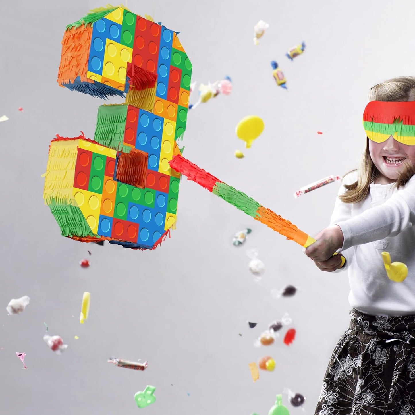 Hooqict Mexican Pinata with Blindfold and Bat Stick Party Pinata for Fiesta Carnival Cinco de Mayo Decorations Kids Adults Mexican Party Games Birthday Party Supplies