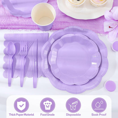 NatNarr 175 Pcs Sage Green Plates and Napkins Set, 25 Guest Sage Green Party Supplies Include Scalloped Paper Plate Napkin Cup Forks Knives Disposable Plastic Cutlery for Wedding Baby Shower Birthday