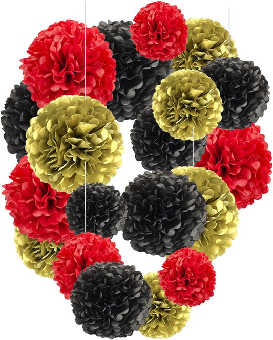 White Paper Pom Poms - Party Tissue Paper Flowers Balls - Party Hanging Decoration Supplies - Size of 10inch, 12inch, Great for Wedding, Birthday, Any Parties and Events (12 PCS)