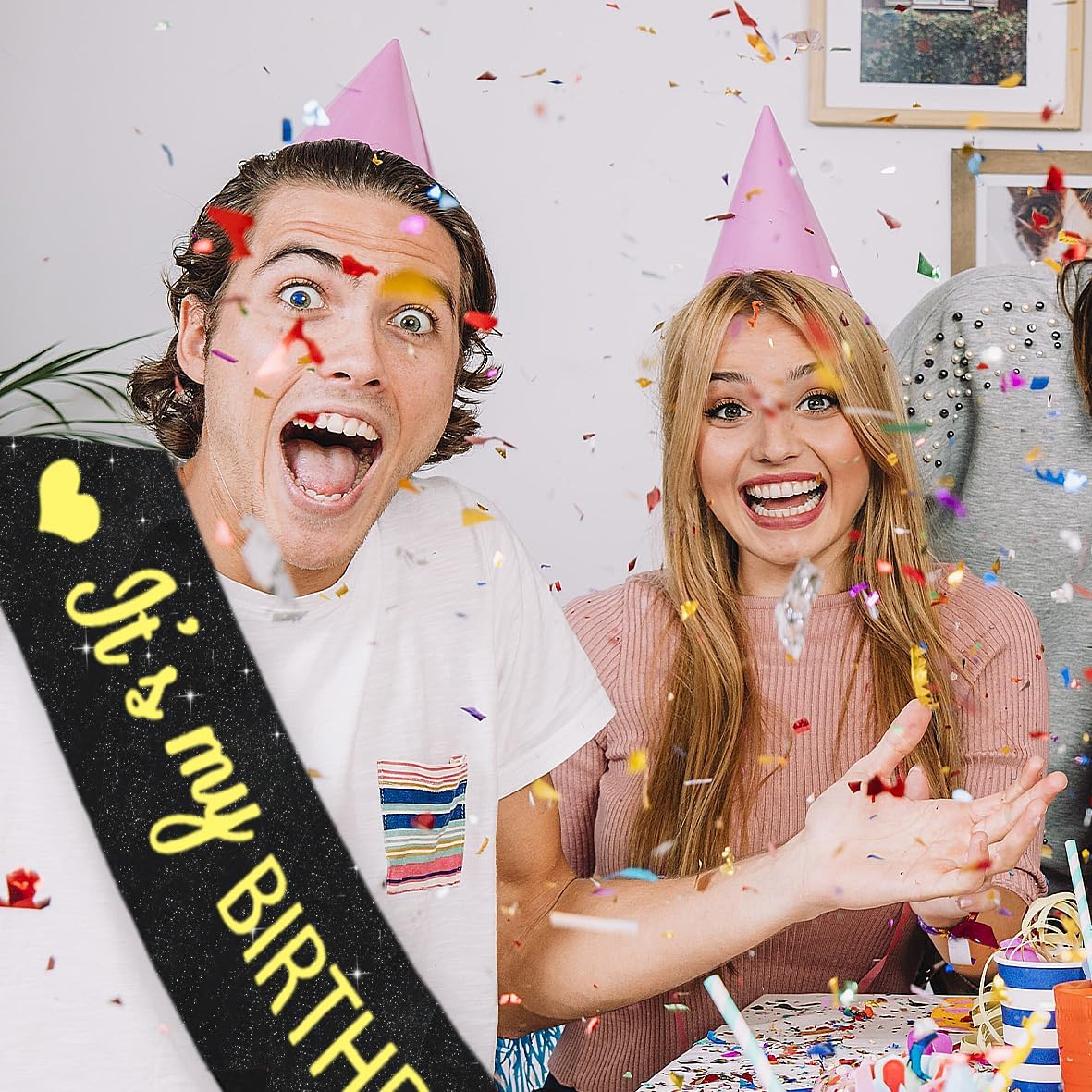 Vuzvuv It's My Birthday Birthday Sash, Glitter Birthday Sash with Foil Letters Birthday Party Decor for Women, Girls