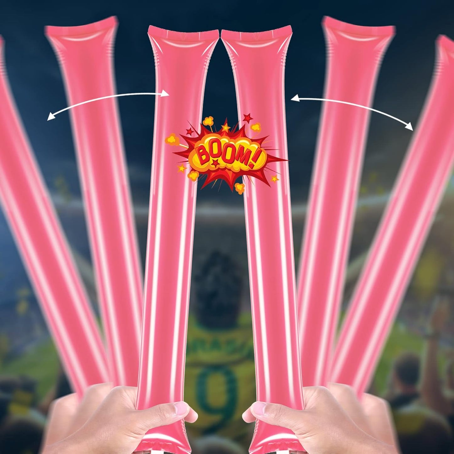 Civaner 48 Pcs Thunder Stick Team Spirit Boom Stick Cheering Accessories Cheerleading Spirit Noise Maker Plastic Clapper Inflatable Noise Maker Sports Supply(Orange)