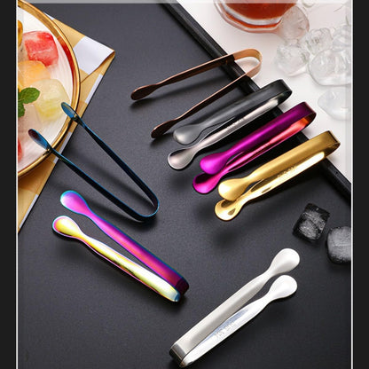 4.3 Inch Mini Serving Tongs Set of 7, 304 Stainless Steel Ice Tongs Sugar Tongs, Small Kitchen Utensils Gadgets for Appetizers, Tea Party, Coffee Bar, Desserts(Dishwasher Safe, Black)