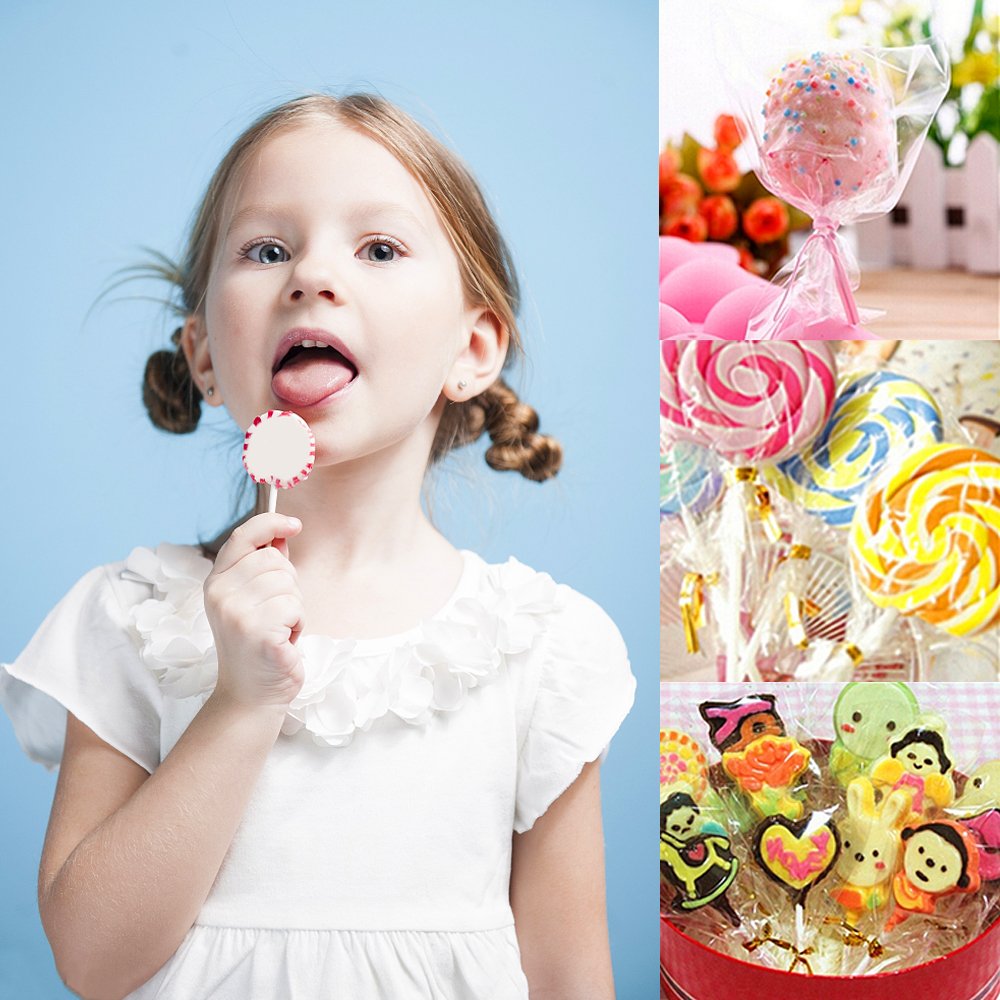 Augshy 300Pcs 6 Inch Cake Pops Making Tools - 100Pcs Cake Pop Sticks, Bags and Twist Ties
