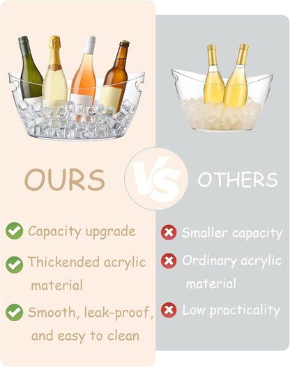 2-Pack Clear Acrylic Ice Buckets for Parties (5.5L Each) – Large Plastic Beverage Tubs with Scoops – Wine Bucket Chiller for Parties, Drink Buckets for Outdoor Events, Mimosa Bar, BBQ