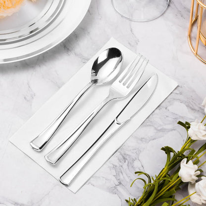 BESTVIP 200 Pack Disposable Paper Napkins, 3-Ply Dinner Napkins with Gold Trim for Guests, Bathroom Paper Hand Towels Soft and Absorbent, Perfect for Kitchen, Dinner, Party, Wedding or Event