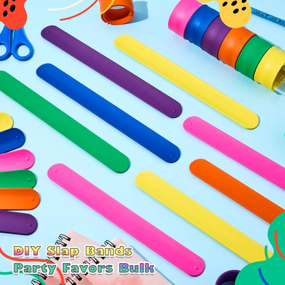 Vinsot 30 Pcs Silicone Slap Bracelets Gift for Kids DIY Slap Bands Party Favor Soft Blank Snap Wristbands Bulk for School Craft Project Painting Classroom Prizes Birthday Wedding
