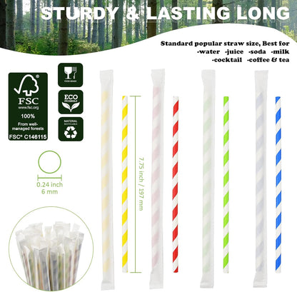 Black Paper Straws 1000 Count - 7.75" x 0.24", 100% Biodegradable & Compostable, Disposable Drinking Straws Bulk - Cocktail, Bars, Restaurants