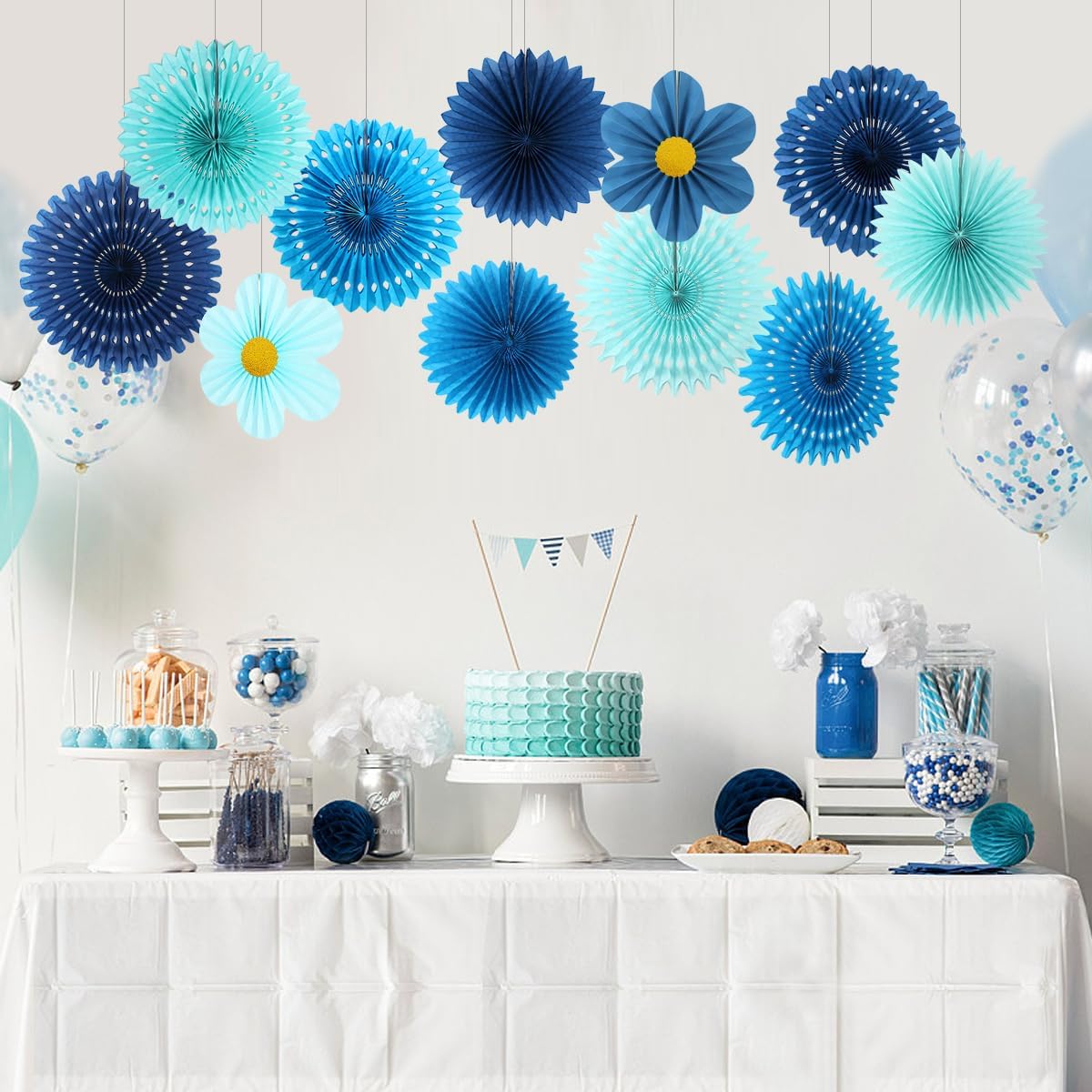 Party Hanging Paper Fans Decoration Set for Wedding Birthday Party Mother's Day Round Events Accessories Set of 8