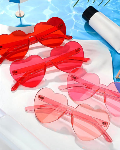 Photect 12 Pair Heart Shaped Sunglasses Neon Color Transparent Heart Glasses for Women Party Favor