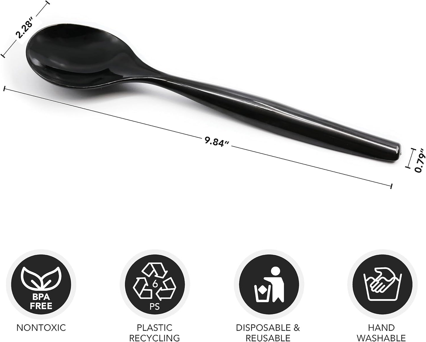 Party Essentials Disposable Heavy Duty Plastic Serving Utensils for Buffets Events Parties, 4-Sets of Spoons/Forks/Tongs, Black