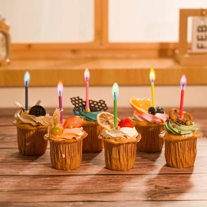 Amazing Colorflame Multicolor Happy Birthday Candles and Holders (12 Count),Unscented