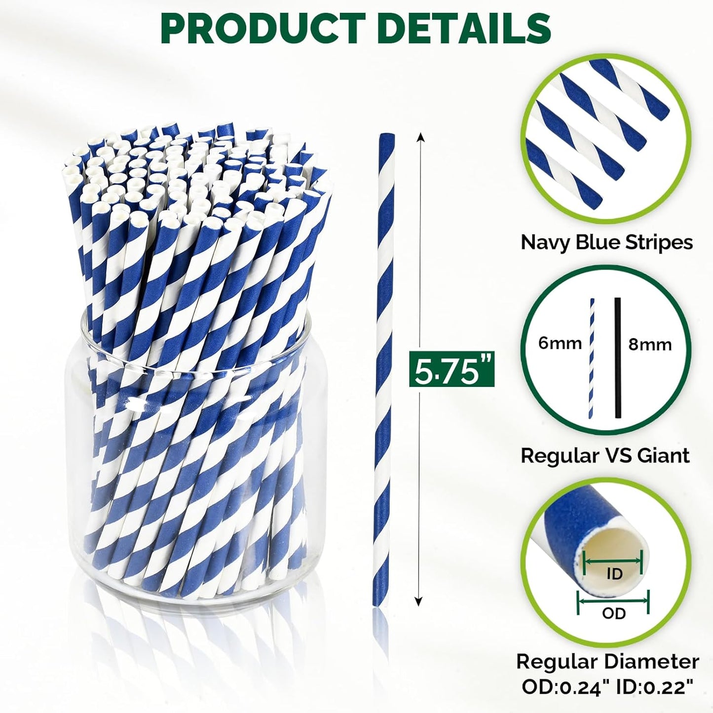 5.75 inch Orange Paper Cocktail Straws, Short Disposable Drinking Straws 500 Counts, Unwrapped - Compostable