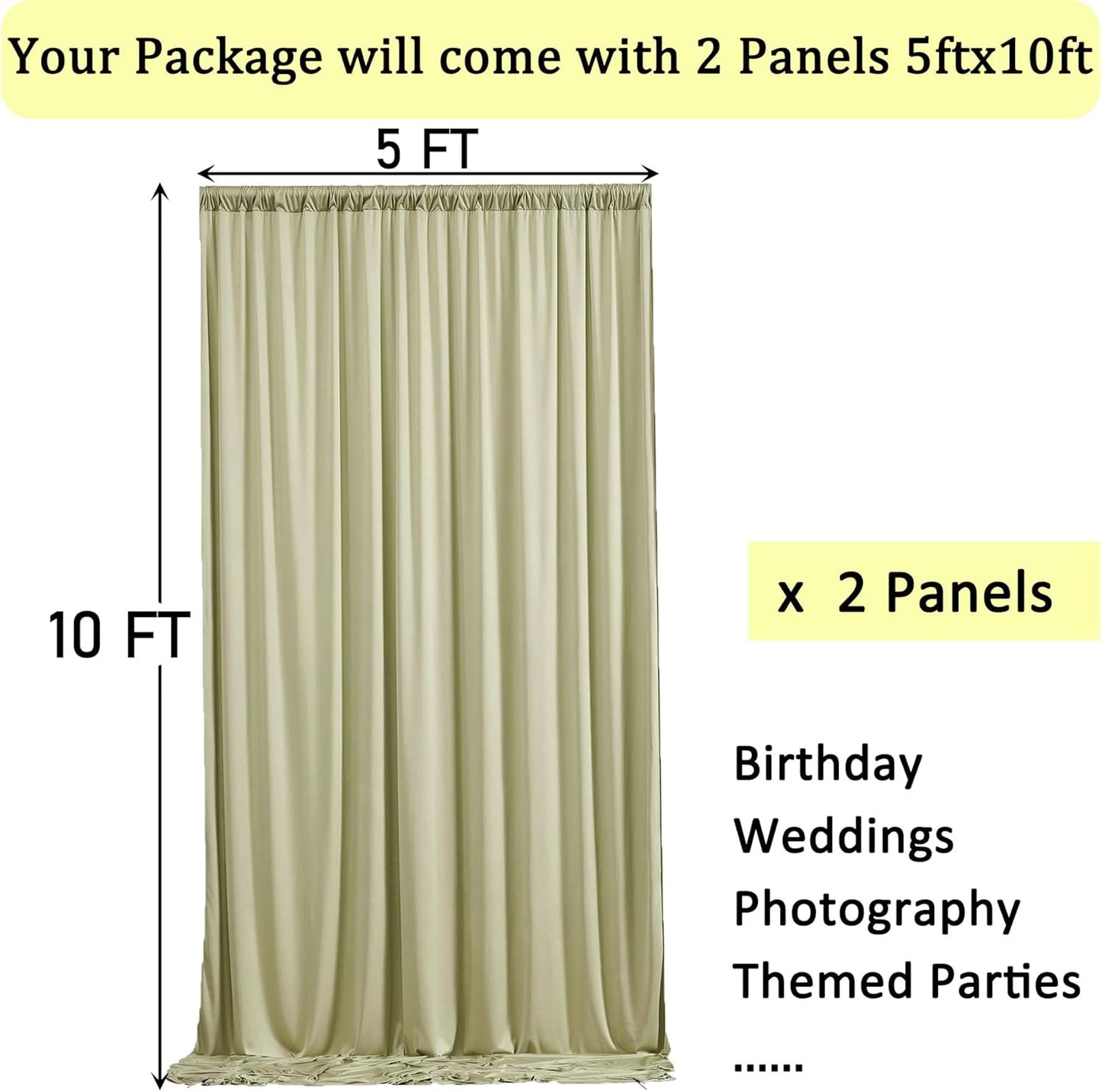 10ftx10ft Black Backdrop Curtains for Weddings Parties, Wrinkle Free 2 Panels Silky Polyester Photo Backdrop Drapes Back Drop Cloth Drapery for Birthday Mother'sDay Photography Background