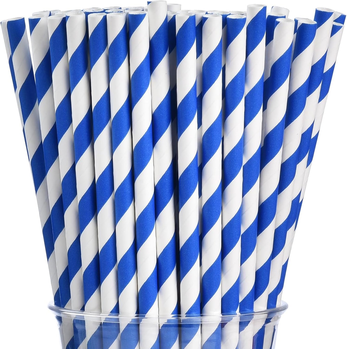 ALINK 100 White and Gold Striped Paper Straws, Biodegradable Disposable Drinking Straws for Birthday, Bridal/Baby Shower, Christmas, New Year, Party Decoration Supplies