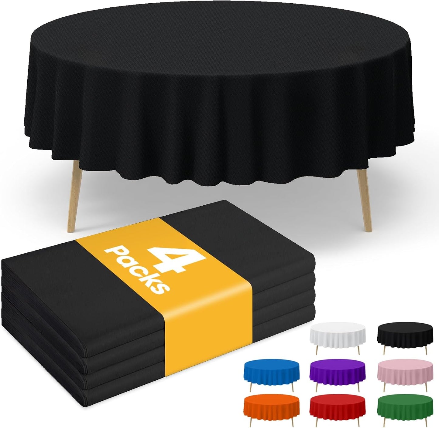 Niuara White Plastic Table Cloth - 4 Pack 54" × 108" Rectangle Disposable Tablecloths for 6FT Tables, Table Cover for Party, Holiday & Gathering Use