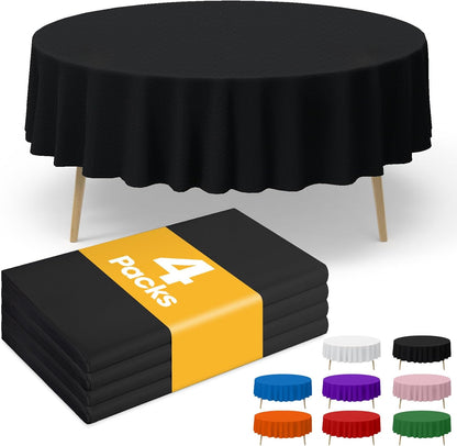 Niuara White Plastic Table Cloth - 4 Pack 54" × 108" Rectangle Disposable Tablecloths for 6FT Tables, Table Cover for Party, Holiday & Gathering Use