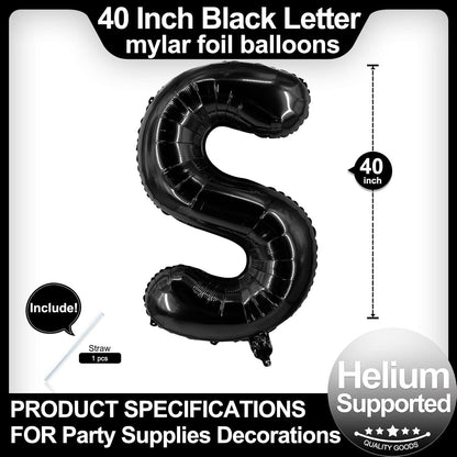 40 Inch Black Letter A Balloons, DIY Phrase Foil Alphabet Letter A Balloons DIY Word A Banner for Birthday Anniversary Celebration Graduation Party Supplies Decoration