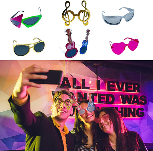 50 Pcs Rock Party Photo Booth Props Set for Adults, Funny Rock Star Party Sunglasses, Hats, Wigs, Inflatable, Photo Booth Props Kits for Graduation, Wedding, Birthday, Bachelorette and All Occasions