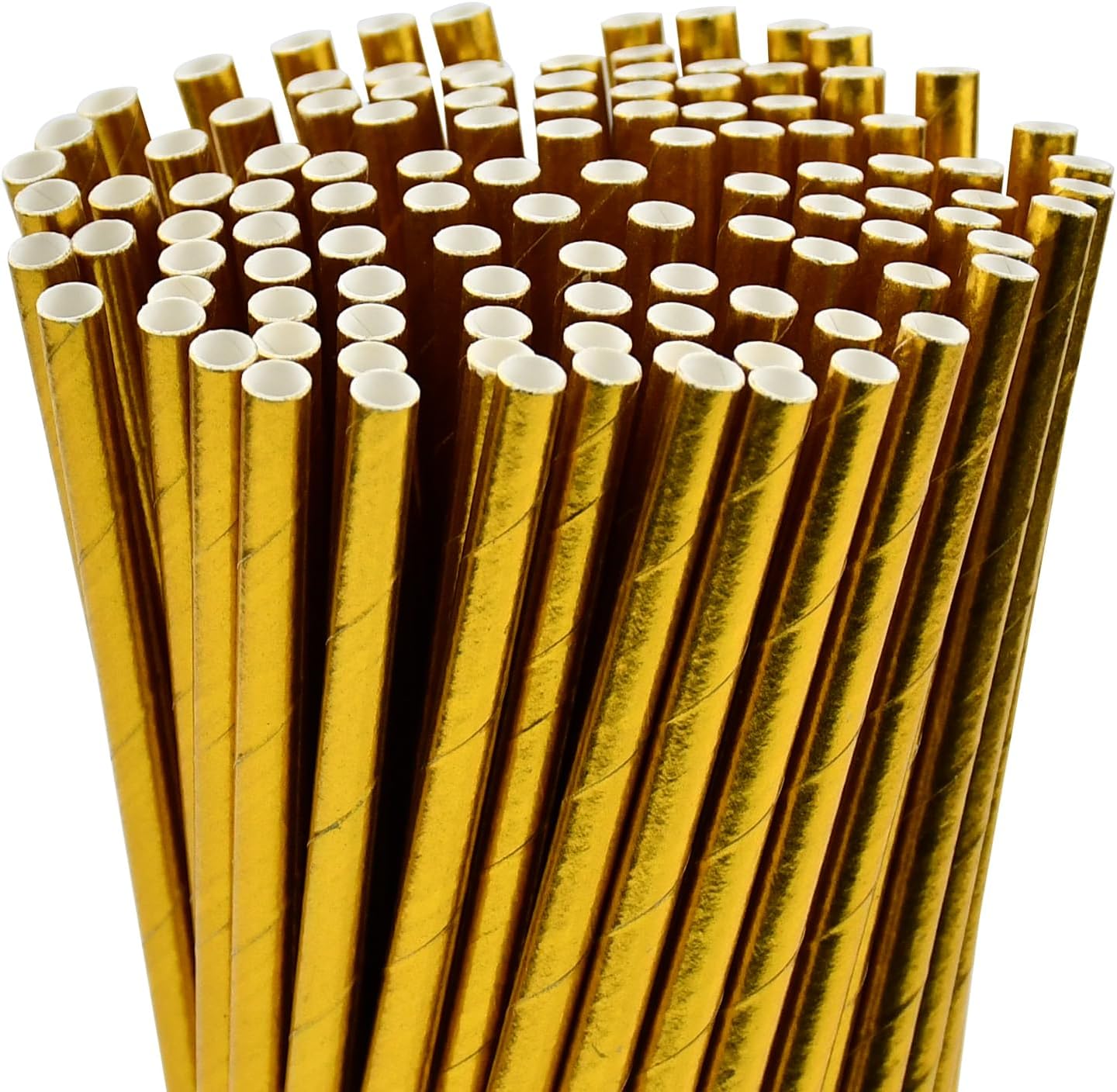 Disposable Paper Straws Solid Green - 7.75'' x 0.24'', 100 Counts - for Drinking, Beverage, Juice, Soda, Bar Supplies
