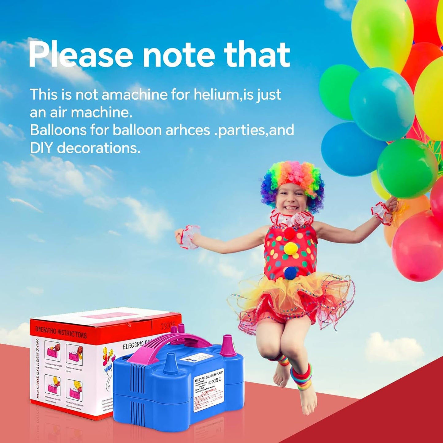 Electric Balloon Pump,110V 600W Portable Dual Nozzles Balloon Pump,Air Pump Balloon Blower for Party Decorations with Tying Tool