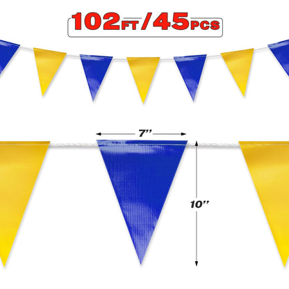 Black & White Pennant Banner Flags | Heavy-Duty Outdoor | OSHA 500lb Rated | Strand Fade Resistant 【102FT】