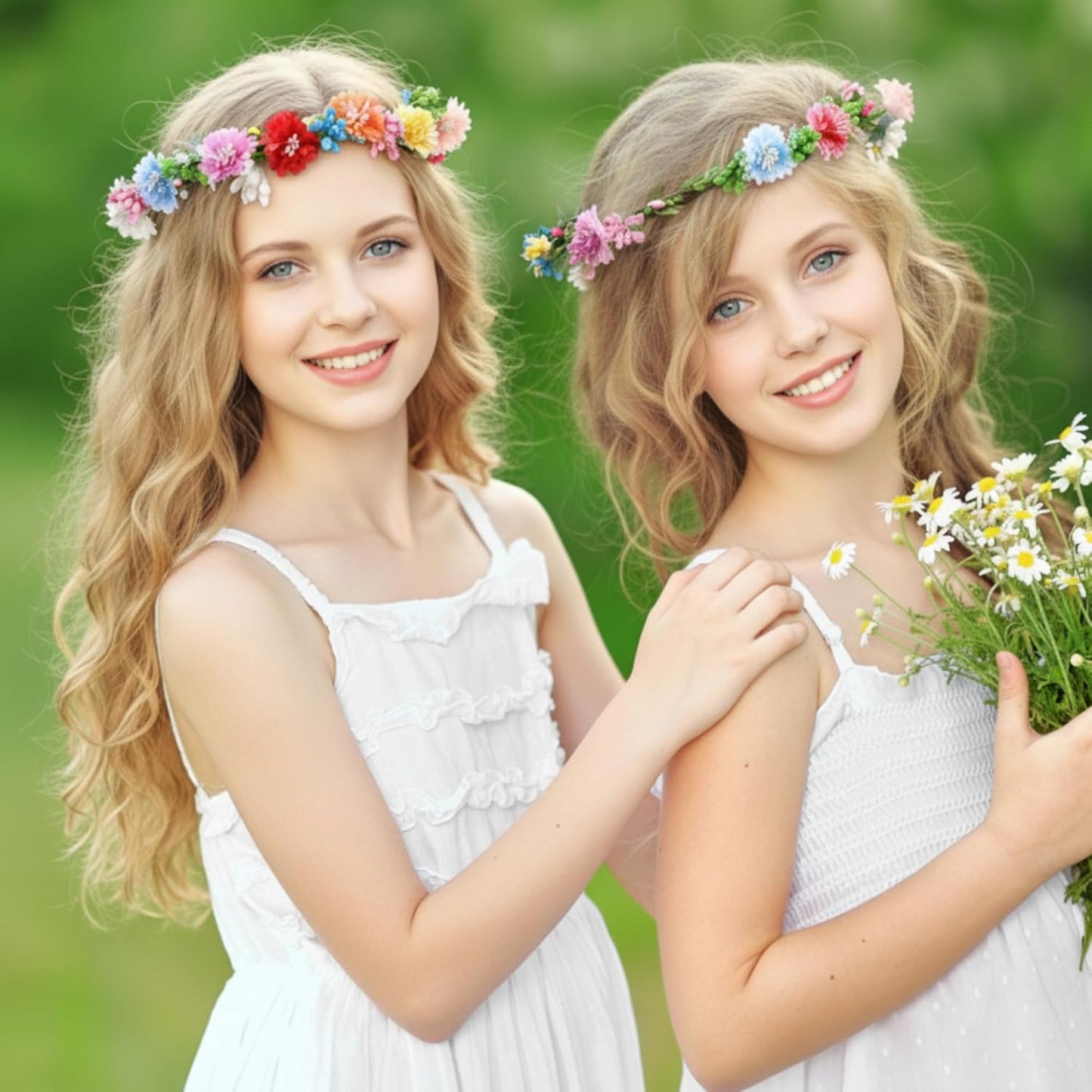 Zeyune 20 Sets Spring Tea Party Favor Flower Crowns Making Kit, Make Your Own Flower Crown Wreath Garland Headbands Craft Kit Handmade DIY Fairy Floral Hair Accessories Gift for Women(Daisy)