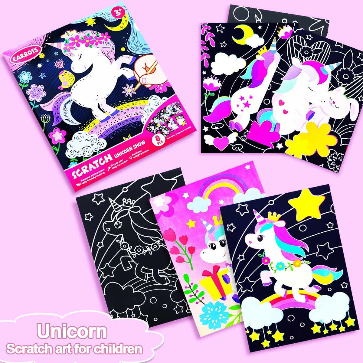 BAOXUE Scratch Art for Kids, Mermaids Black Rainbow Scratch Paper Set-Arts And Crafts & Supplies, DIY Activity & Party Games, Mermaid Toys Gifts for Toddlers, Girls