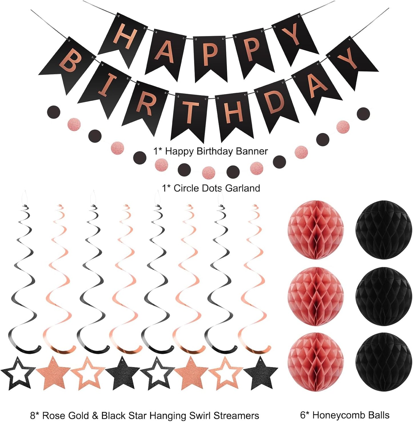 meowtastic Birthday Decorations, Happy Birthday Banner with Honeycomb Balls, Stars Hanging Swirl Streamers, Circle Dots Garland, Happy Birthday Party Decorations for Women Men Boys Girls (Blue)