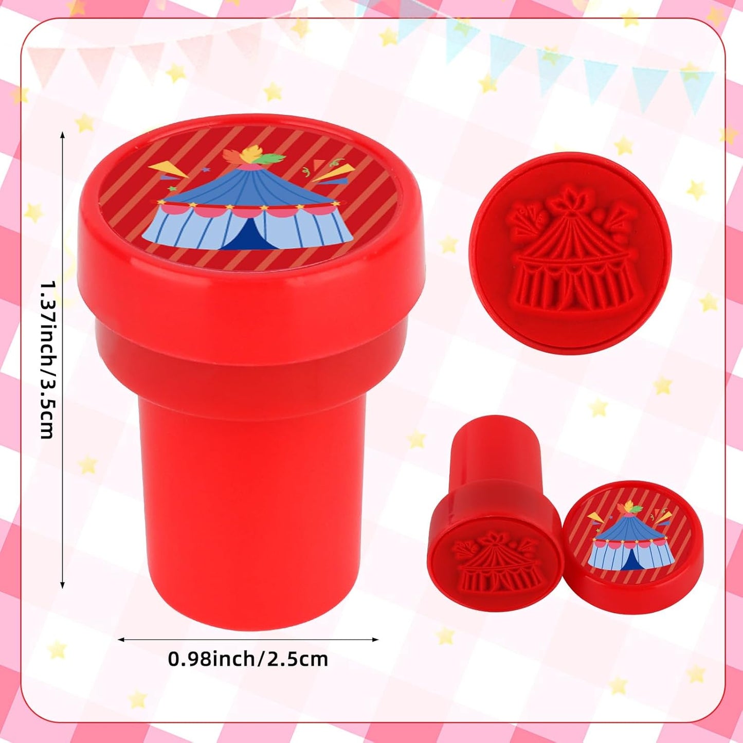24 PCS Camp Party Favors Camping Adventure Mini Stamps Colorful Self Inking Stamps Camping Themed Party Favors for Boys Girls Student School Classroom Rewards Carnival Prizes Supplies