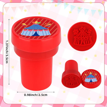 24 PCS Camp Party Favors Camping Adventure Mini Stamps Colorful Self Inking Stamps Camping Themed Party Favors for Boys Girls Student School Classroom Rewards Carnival Prizes Supplies