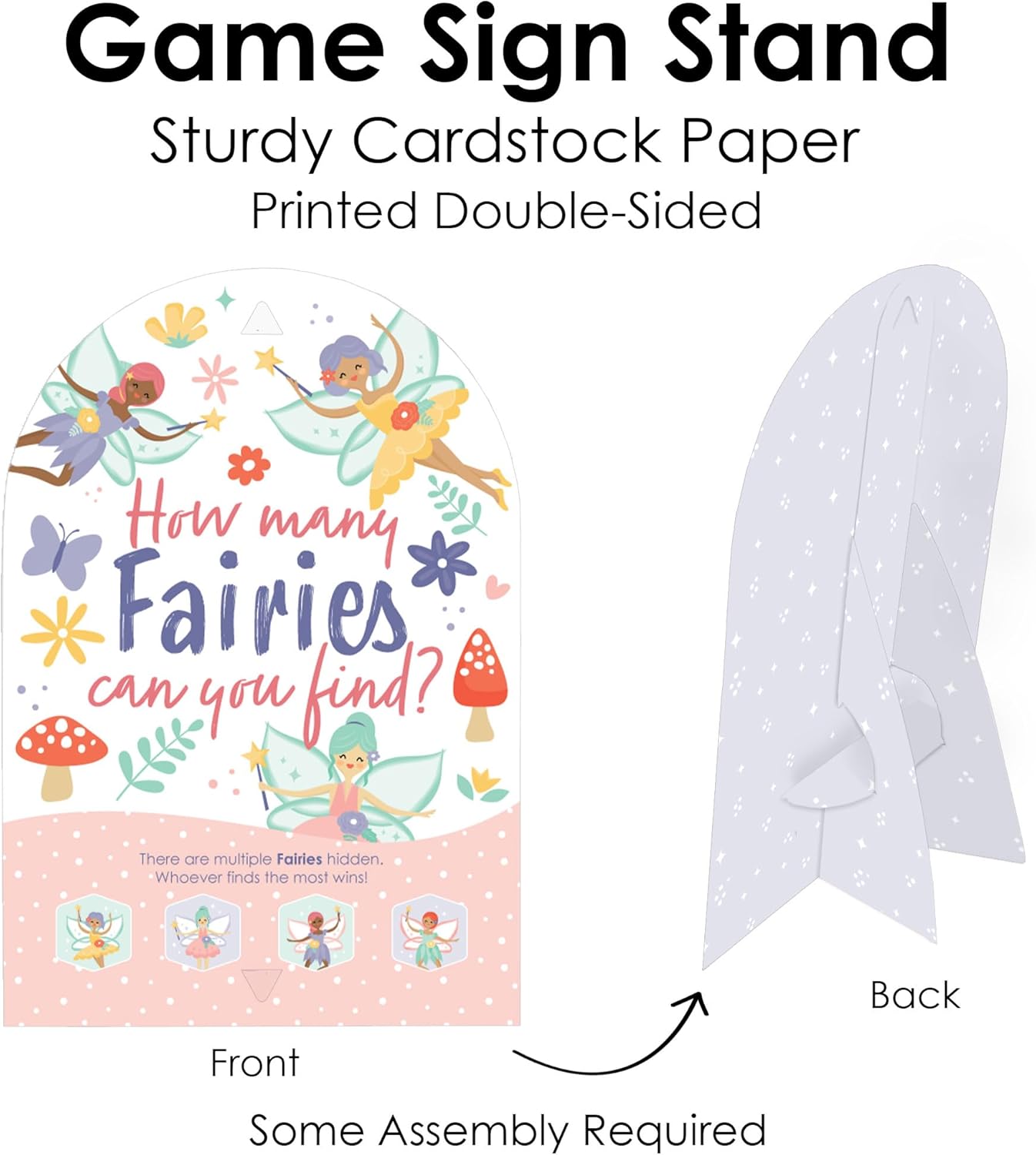 Big Dot of Happiness Let’s Be Fairies - Fairy Garden Birthday Party Scavenger Hunt - 1 Stand and 48 Game Pieces - Hide and Find Game