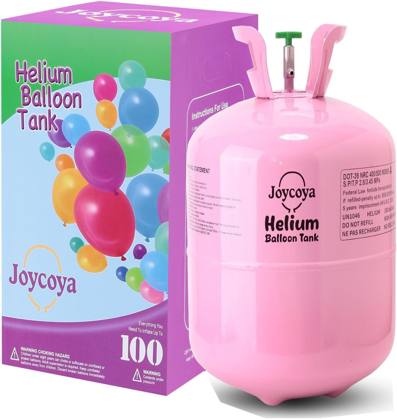 Helium Tank 22L for Balloons at Home Tank Up to 100 Latex Balloons,Latex Balloons and Ribbons Included 1 Box