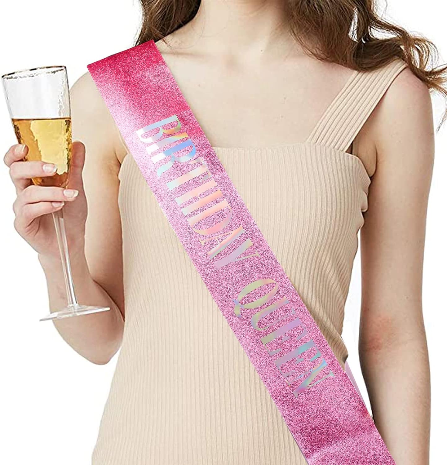 COCIDE Birthday Queen Sash & Rhinestone Tiara Set Gold Happy Birthday Crowns for Women Party Decoration Kit Rhinestone Headband for Women Glitter Crystal Hair Accessories for Cake Topper