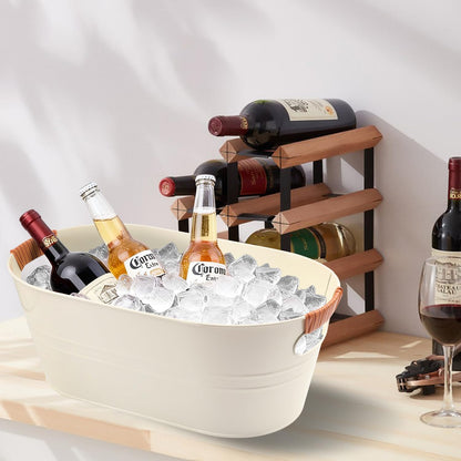 3 PCS 15.3 x 9 x 6 inches White Metal Galvanized Tub with Iron Handles, 3 Gallon Beverage Tubs for Parties, Large Ice Buckets for Beer, Wine, Cocktails & Outdoor Events