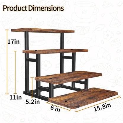 Lilybud--lily Cupcake Stand for 50 Cupcakes, 4 Tier Wooden Risers Display Stands Stepped Dessert Table Display Set with Metal Frame Tiered Tray Stand Serving Trays for Party Farmers Market Display