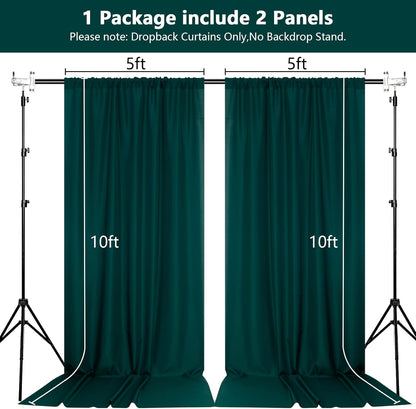 MEETSKY Black Backdrop Curtains for Parties - 10ft x 8ft Party Photo Background Curtain Rod Pocket Fabric Drapes Panels for Boys Birthday Holiday Home Halloween Decoration, 5ft x 8ft, 2 Panels
